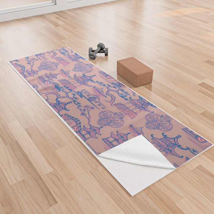chinoiserie pattern - pink version  Yoga Towel