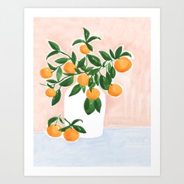 Orange Tree Branch in a Vase Art Print