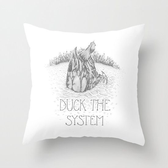 Duck the system Throw Pillow