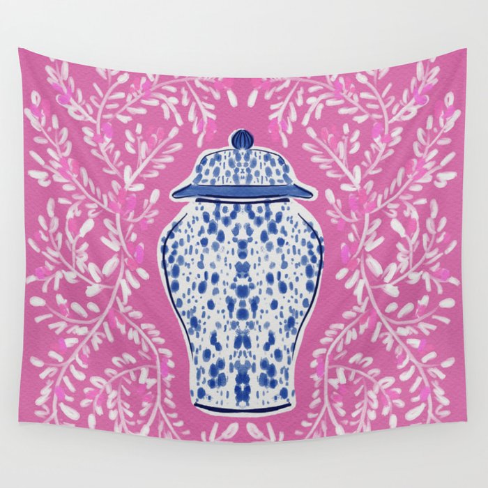 Chinoiserie Pink  Wall Tapestry