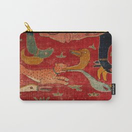 Animal Grotesques Mughal Carpet Fragment Digital Painting Carry-All Pouch | Bohemian, Rug, Persian, Painting, Floral, Area, Outdoor, Pattern, Nature, Graphicdesign 