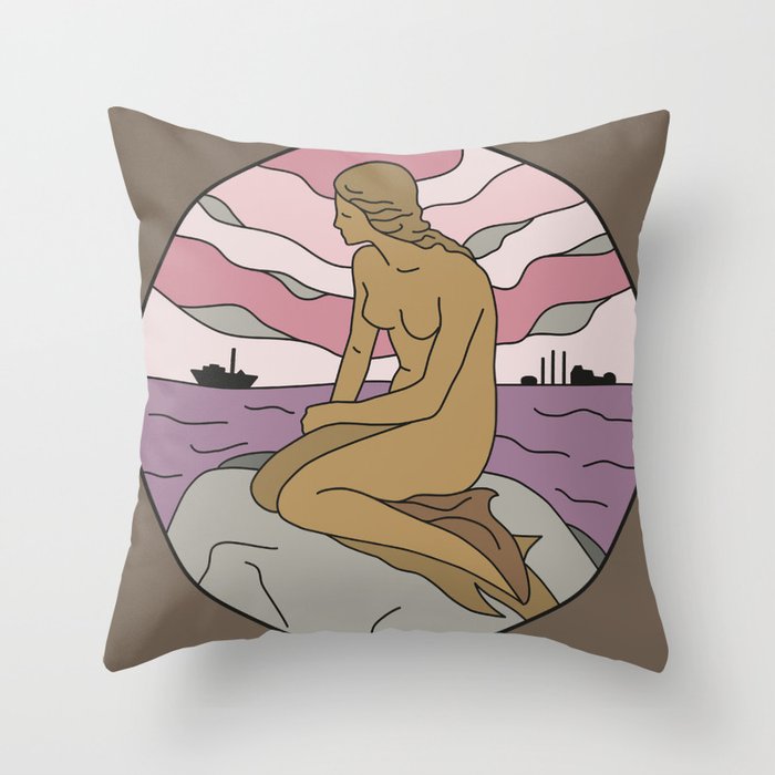 Mermaid in Copenhagen Throw Pillow