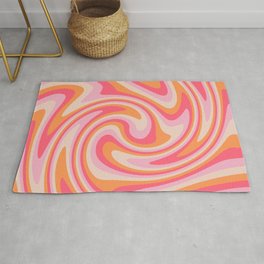 Swirl Retro Orange Pink Abstract 70s Area & Throw Rug