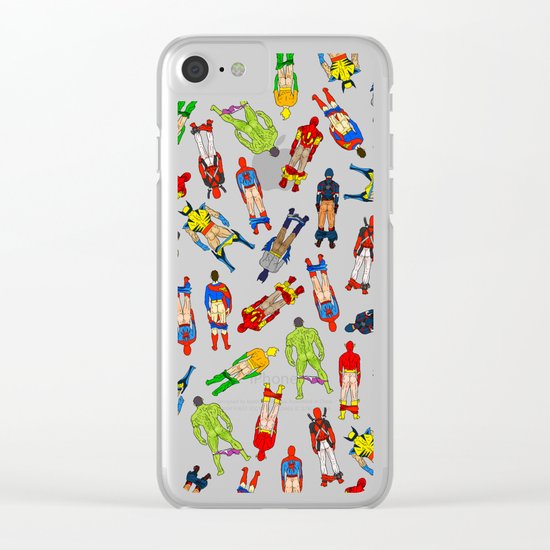 Superhero Butts Pattern (Dark) Clear iPhone Case