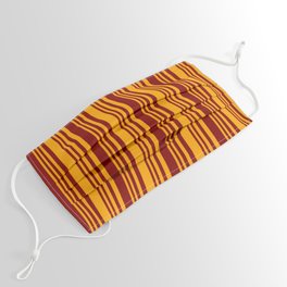 [ Thumbnail: Maroon and Orange Colored Stripes Pattern Face Mask ]