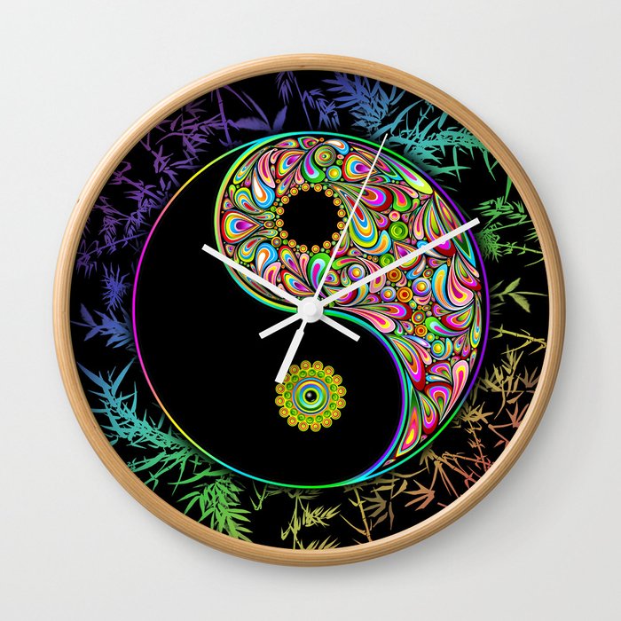 Yin Yang Bamboo Psychedelic Wall Clock