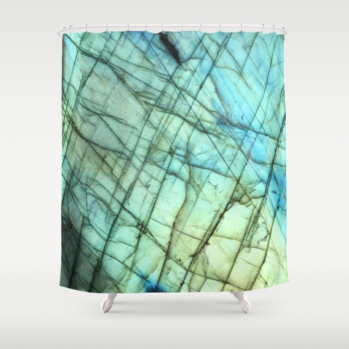 Teal Labradorite Gemstone print Shower Curtain