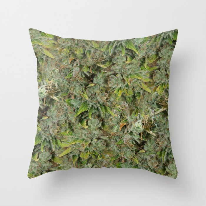 cannabis bud, marijuana macro Throw Pillow