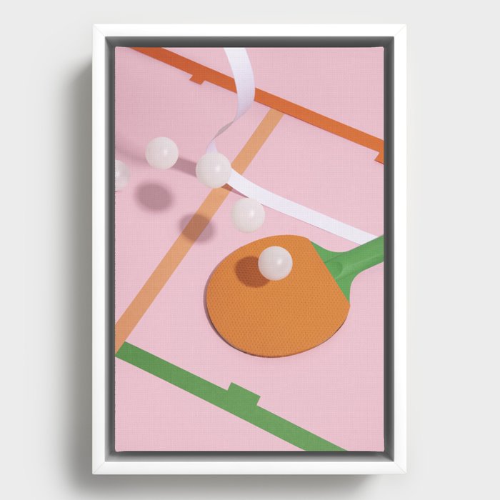 Pink pong game Framed Canvas