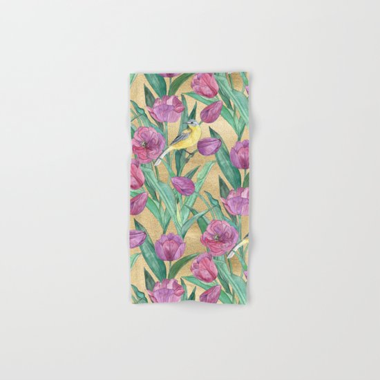 Blue Headed Wagtail in the Tulips Hand & Bath Towel
