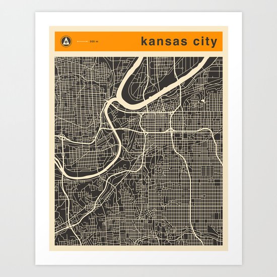 KANSAS CITY MAP Art Print