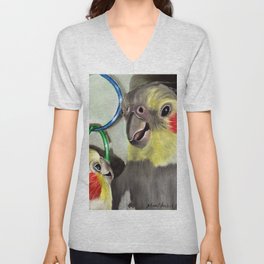 Chit Chat Cockatiel Painting Unisex V-Neck