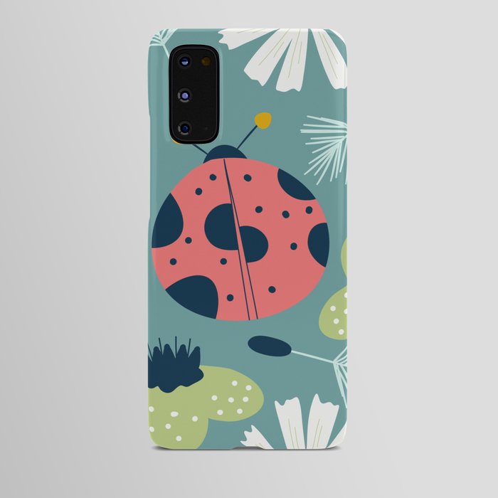 Spring seamless pattern with ladybug and flower Android Case