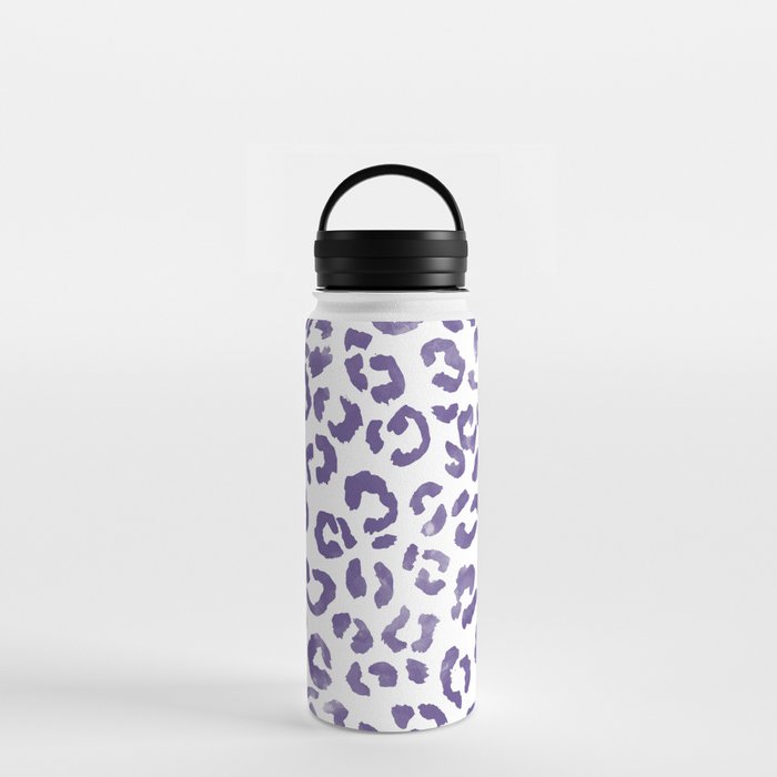 Modern hand painted leopard purple ultra violet watercolor pattern Water Bottle