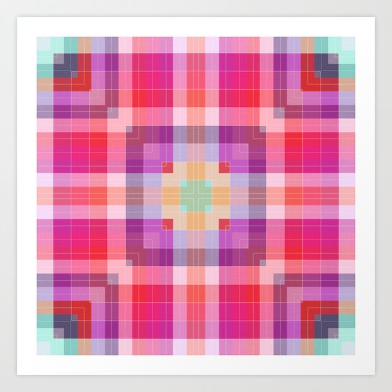 Bright Pink Geometric Art Print
