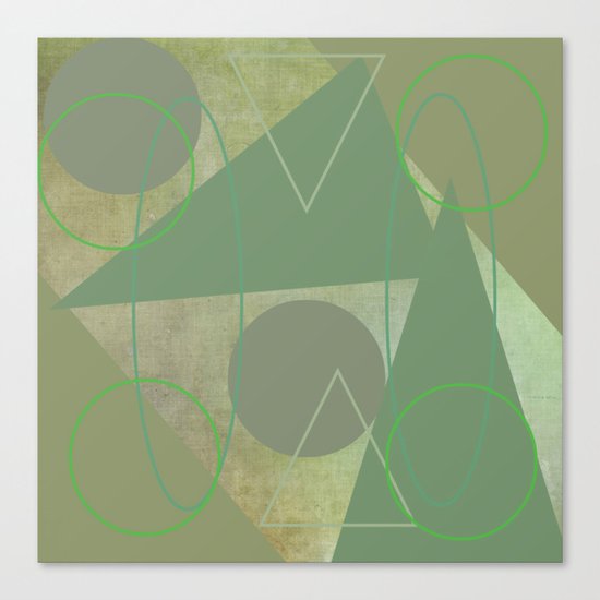 Subdued Green Geometric Abstract Canvas Print