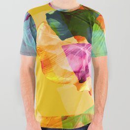 Big Colorful Banana Leaves Abstract Art All Over Graphic Tee