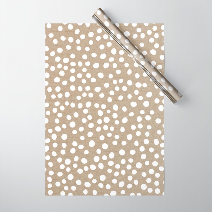 Christmas Snow, White Dots on Brown Paper Wrapping Paper