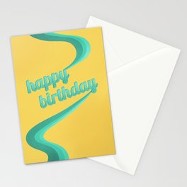 Happy Birthday Psychedelic Design | Vintage Turquoise Aesthetic |  Stationery Card
