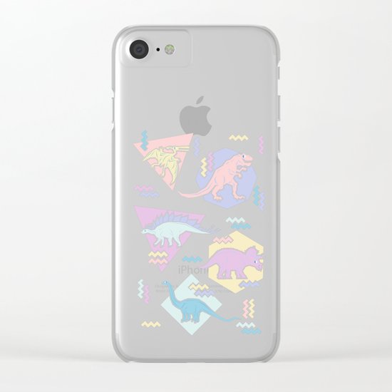 Nineties Dinosaurs Pattern - Pastel version Clear iPhone Case
