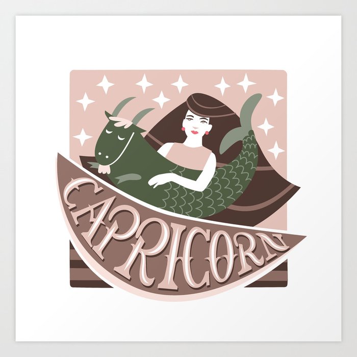 Capricorn Women Lettering Illustration Art Print
