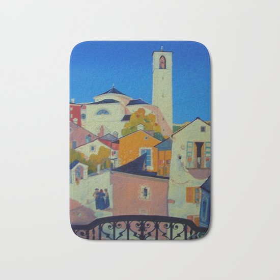 Vintage Tessin Switzerland Travel Bath Mat