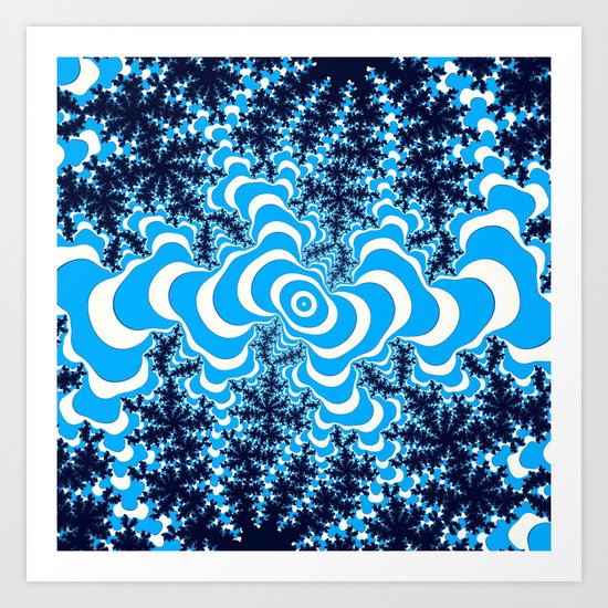 Blue and White fractal Art Print