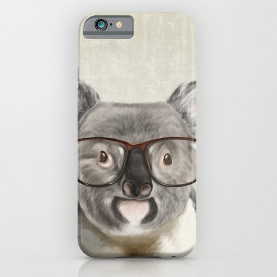 A baby koala with glasses on a rustic background iPhone & iPod Case