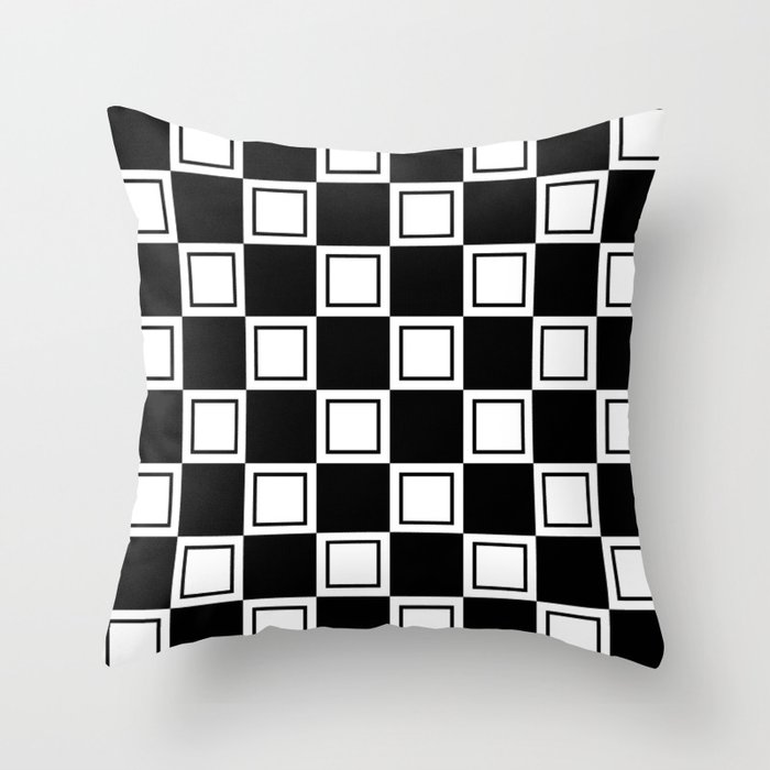 Modern Black and White Checkerboard Throw Pillow