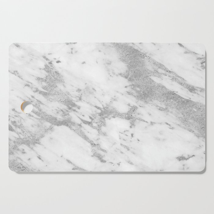 Marble Silver And White Pattern Cutting Board By Marble Silver And White Pattern Cutting Board