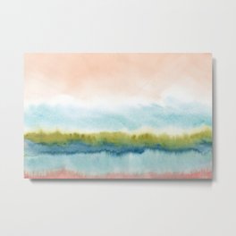 Abstract Watercolor Painting Beige Green Blue  Metal Print