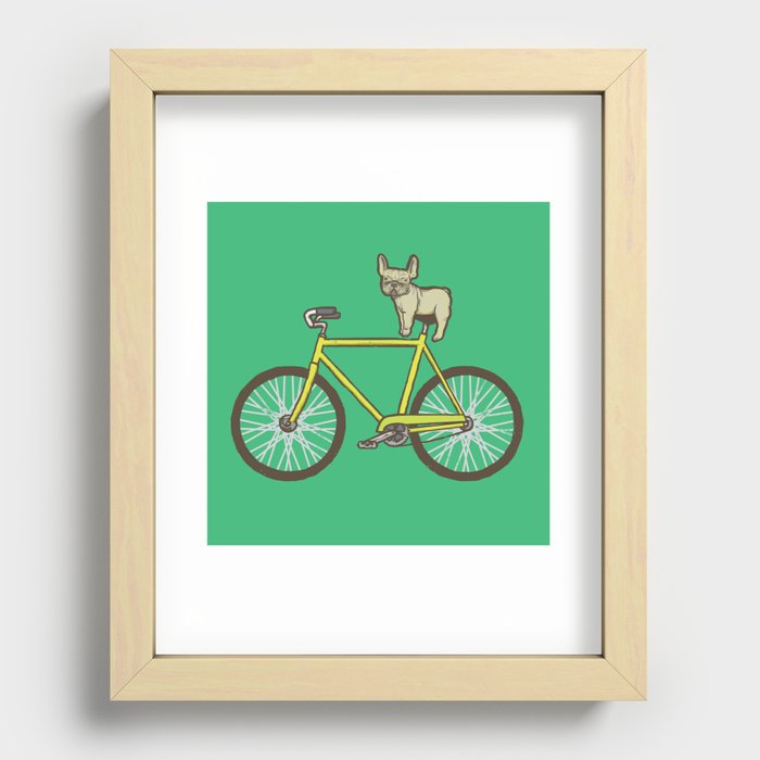 Frenchie on a Fixie Recessed Framed Print