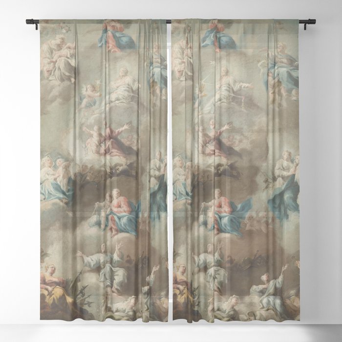 Allegorical Religious Scene with the Virgin Mary  Sheer Curtain