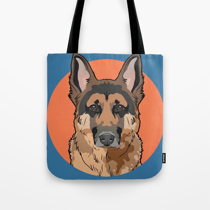 German Shepherd Art Poster Dog Icon Series by Artist A.Ramos. Designed in Bold Colors Tote Bag