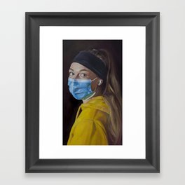 Girl with an Airpod (Study After Vermeer) Framed Art Print