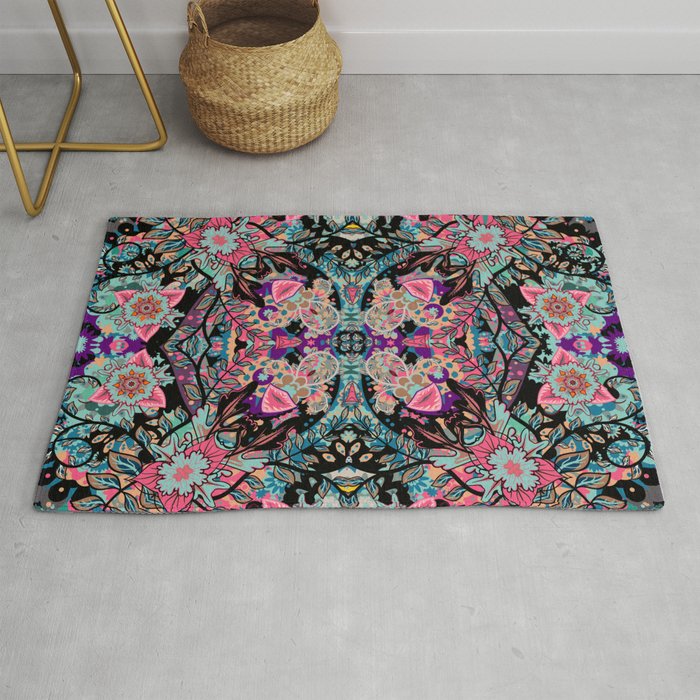 Mandala Colorful Boho Rug By Aquavella Society6 Mandala Colorful Boho Rug