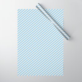 [ Thumbnail: Beige and Light Sky Blue Colored Stripes/Lines Pattern Wrapping Paper ]