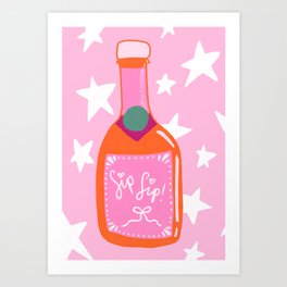 Pink and Orange Champagne Art Print