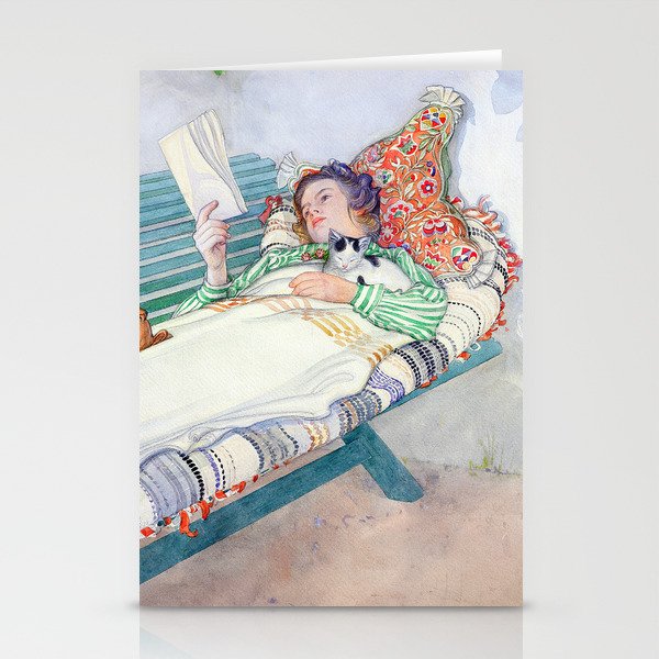 Woman Lying on a Bench, 1913 by Carl Larsson Stationery Cards