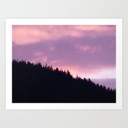 Summer Sunset Over a Scottish Highlands Pine Forest  Art Print | Highlands, Woodland, Outdoors, Wild, Summer, Color, Forest, Sky, Trees, Pine 
