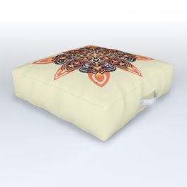 Orange and navy flower mandala Outdoor Floor Cushion | Digital, Tattoo Style, Tropical, Home Cyn Home, Drawing, Royal Poinciana, Phoenix Flower, Gulmohar, Poinciana, Pattern 
