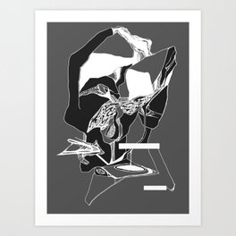 W #6 Art Print | White, Drawing, Ink Pen, Gore, Digital, G0966, Lines, Gray, Curated, Abstract 