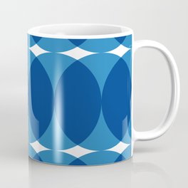 Retro vintage 70s 60s circle leaf pattern - blue Coffee Mug