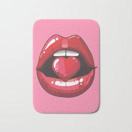 Red Lips with Heart Bath Mat