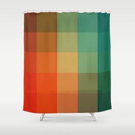 Vintage Retro Squares Shower Curtain