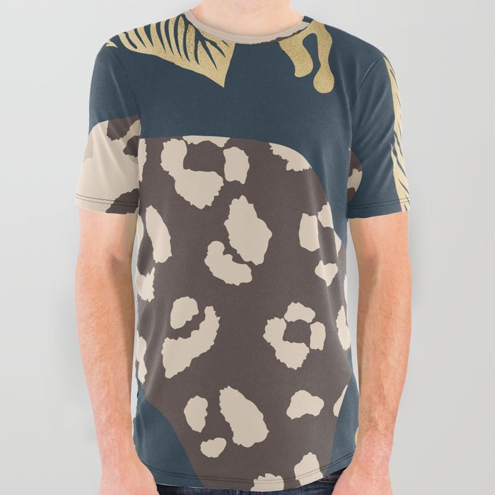 Gold Cheetah Seamless Pattern All Over Graphic Tee