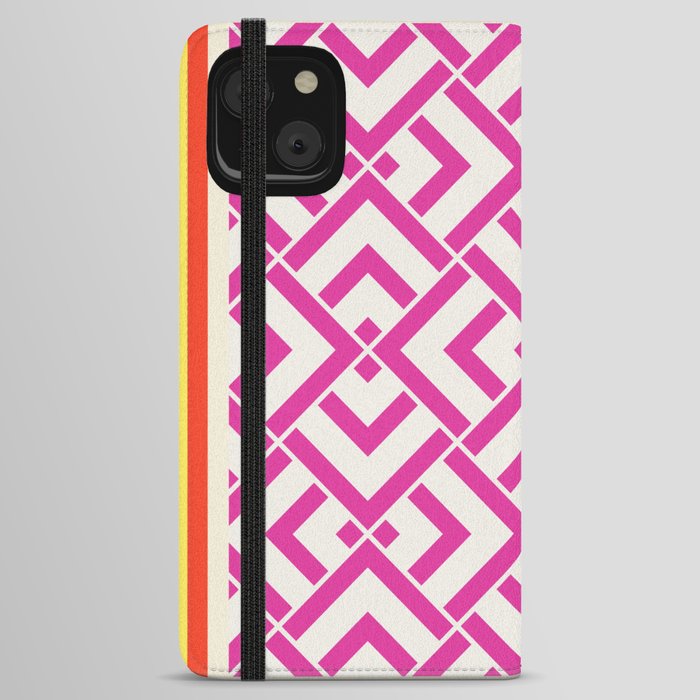 Hot pink summer geometric pattern pillow iPhone Wallet Case