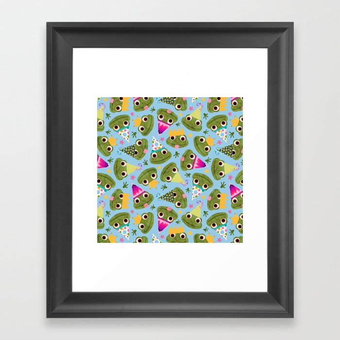 Party Frogs! // Sky Framed Art Print