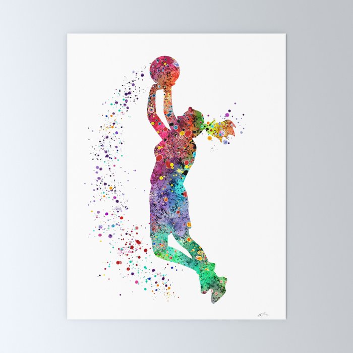 Basketball Girl Player Sports Art Print Mini Art Print By