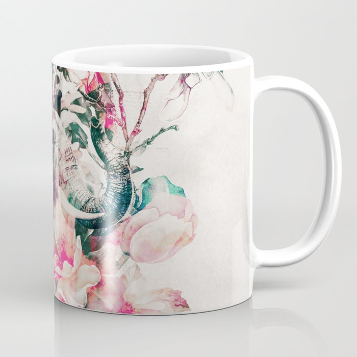 Watercolor Elephant and Flowers Coffee Mug